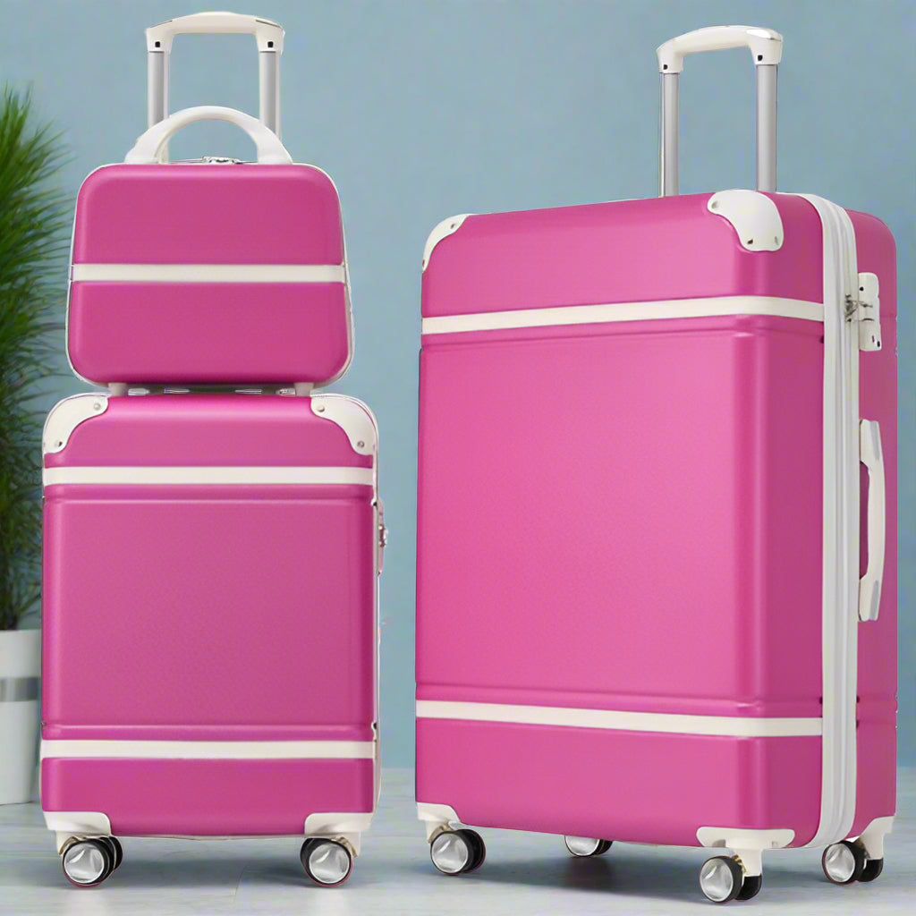 3 piece luggage set in pink