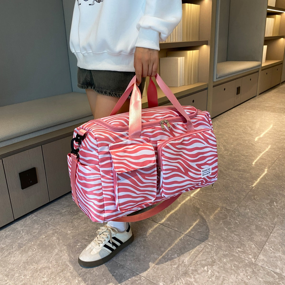 Animal Print Duffel in Pink