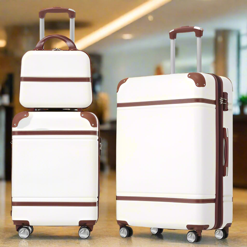 3 piece luggage set in white