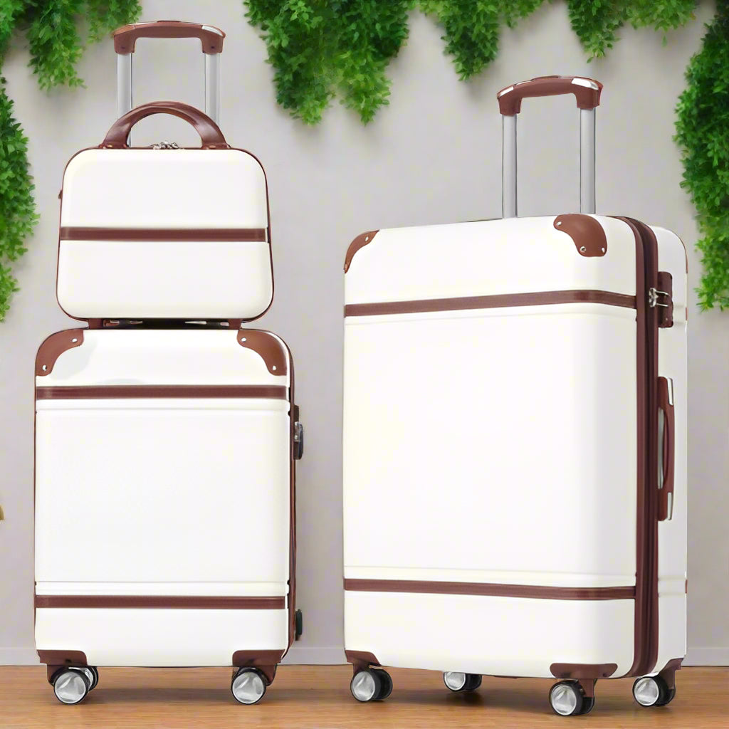 3 piece luggage set in white