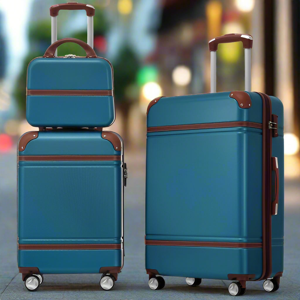 3 piece luggage set in blue